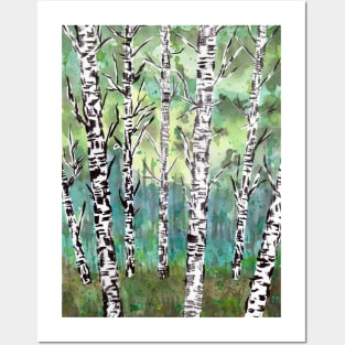 Birch Woods Watercolor Posters and Art